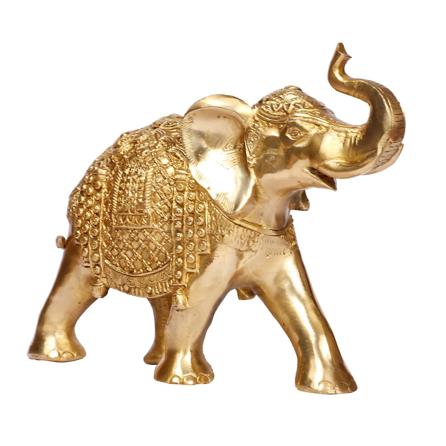 ARTVARKO Brass Elephant with Upraised Trunk Fengsui Vastu Hathi for Good Luck Success Prosperity Home Decor Marriage House Warming Gift (LxBXH 11x4x8 Inch. 3.5 Kg)