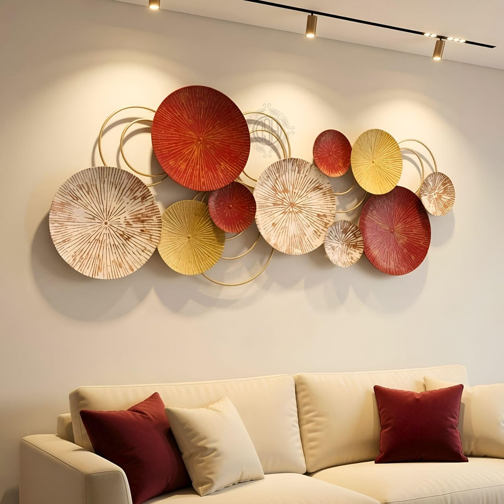DSH CRAFTING YOUR CURIOSITY Metal Wall Art Wall Hanging Sculpture Perfect For Home, Hotel,Restaurant, Living room Decoration. (20-CIRCLE-RED)