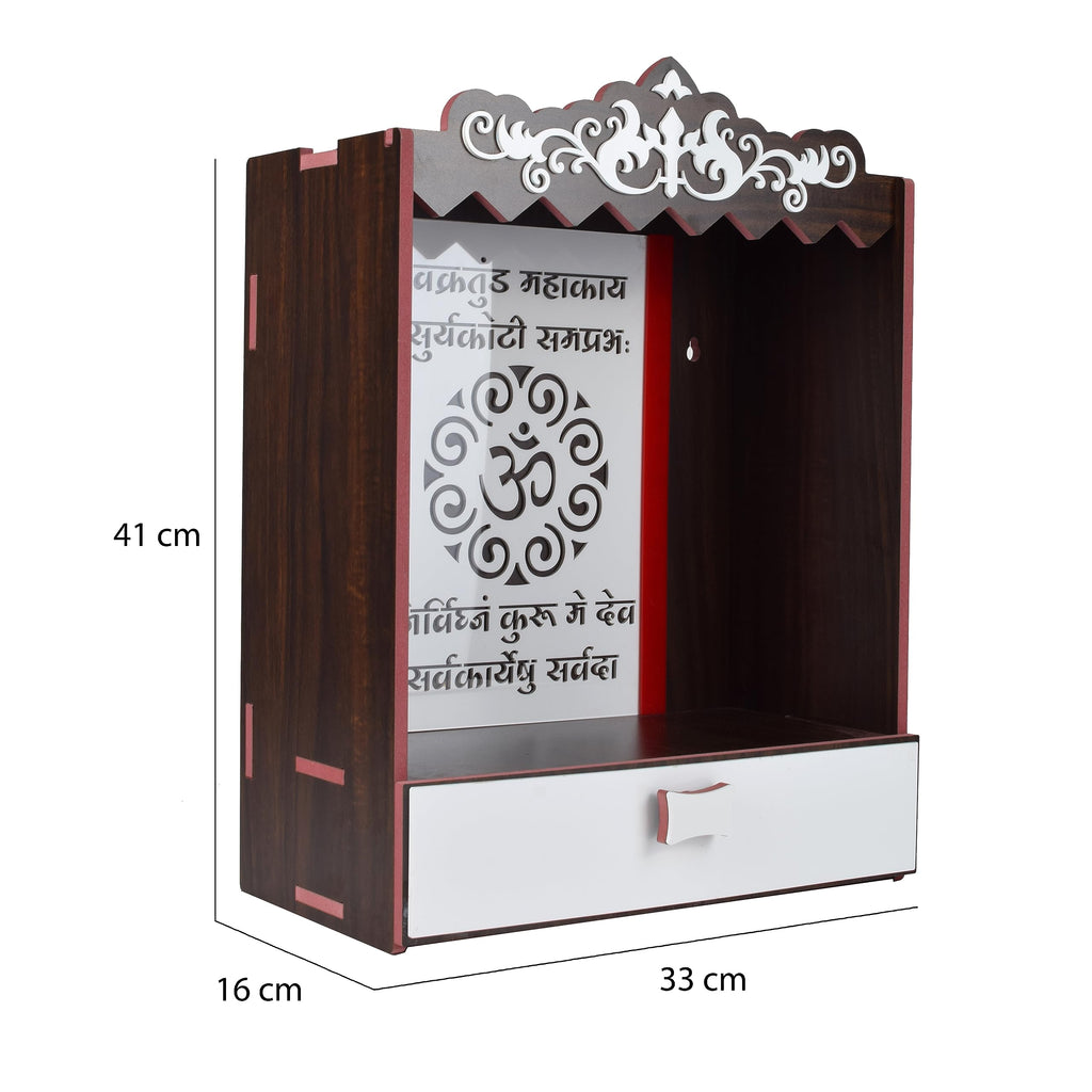 nexat Compact MDF Wooden Door Temple | Mandir for Home Pooja, Office & Festive Decoration (686)