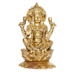 ARTVARKO Brass Laxmi Murti Lakshmi Idol Luxmi Goddess Lakshmi Sitting on Lotus Statue for Home Decor Puja Mandir Temple 9 Inch