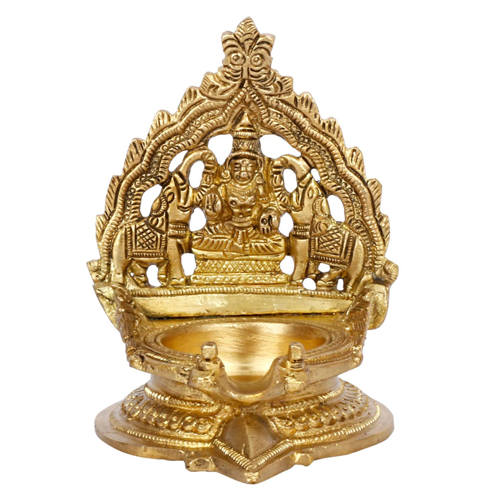 ARTVARKO Gajlaxmi Elephant Idol for Pooja Brass Oil Diya Deepam for Home Decor Puja Decorative Deepak Temple Gift Decor 4 Inch