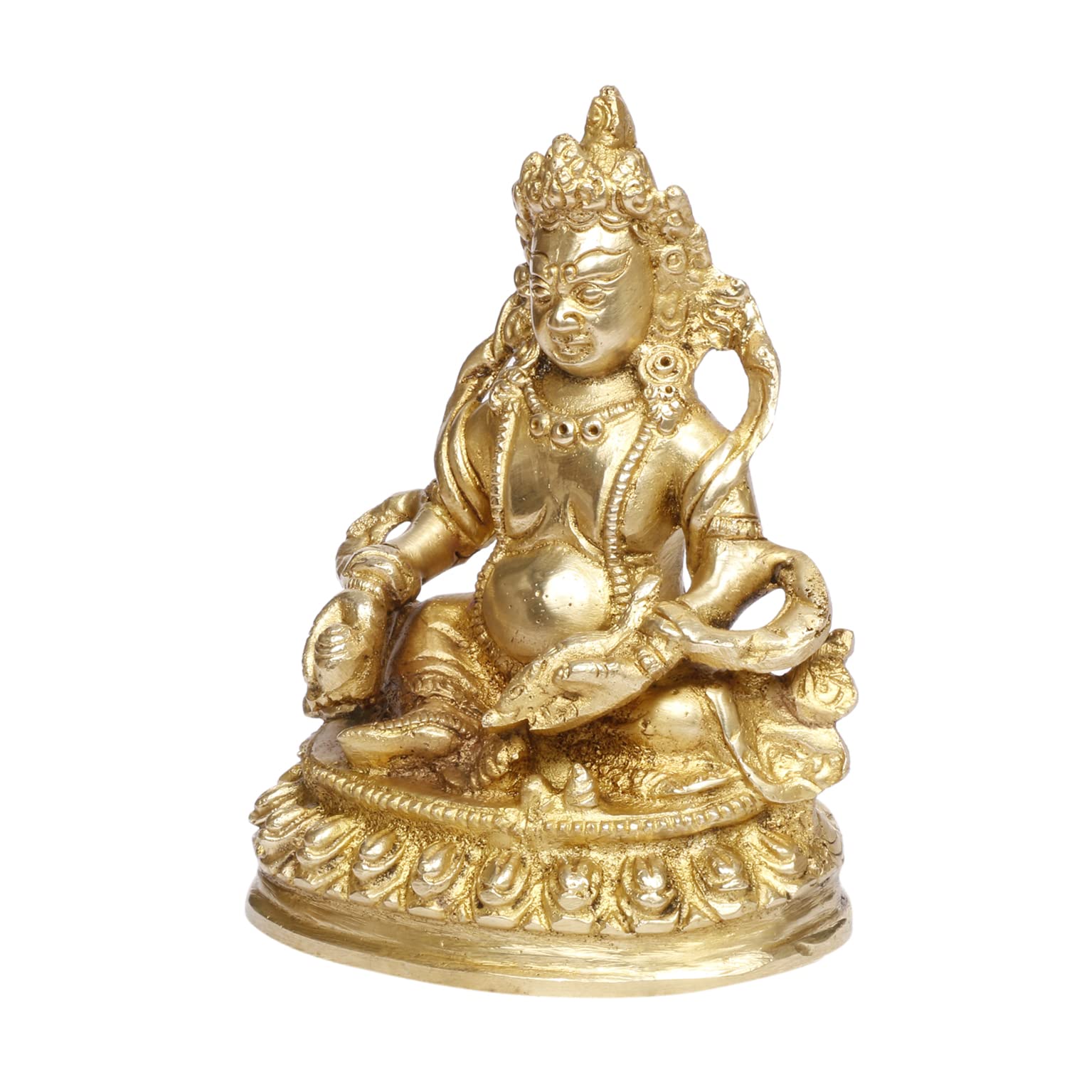 ARTVARKO Brass Lord Kuber Idol 6 Inch | Kubera Sitting Blessing Murti for Pooja Room, Home Temple, Locker, Tijori & Office | Brass Statue for Wealth, Prosperity, Business, Meditation & Home Décor