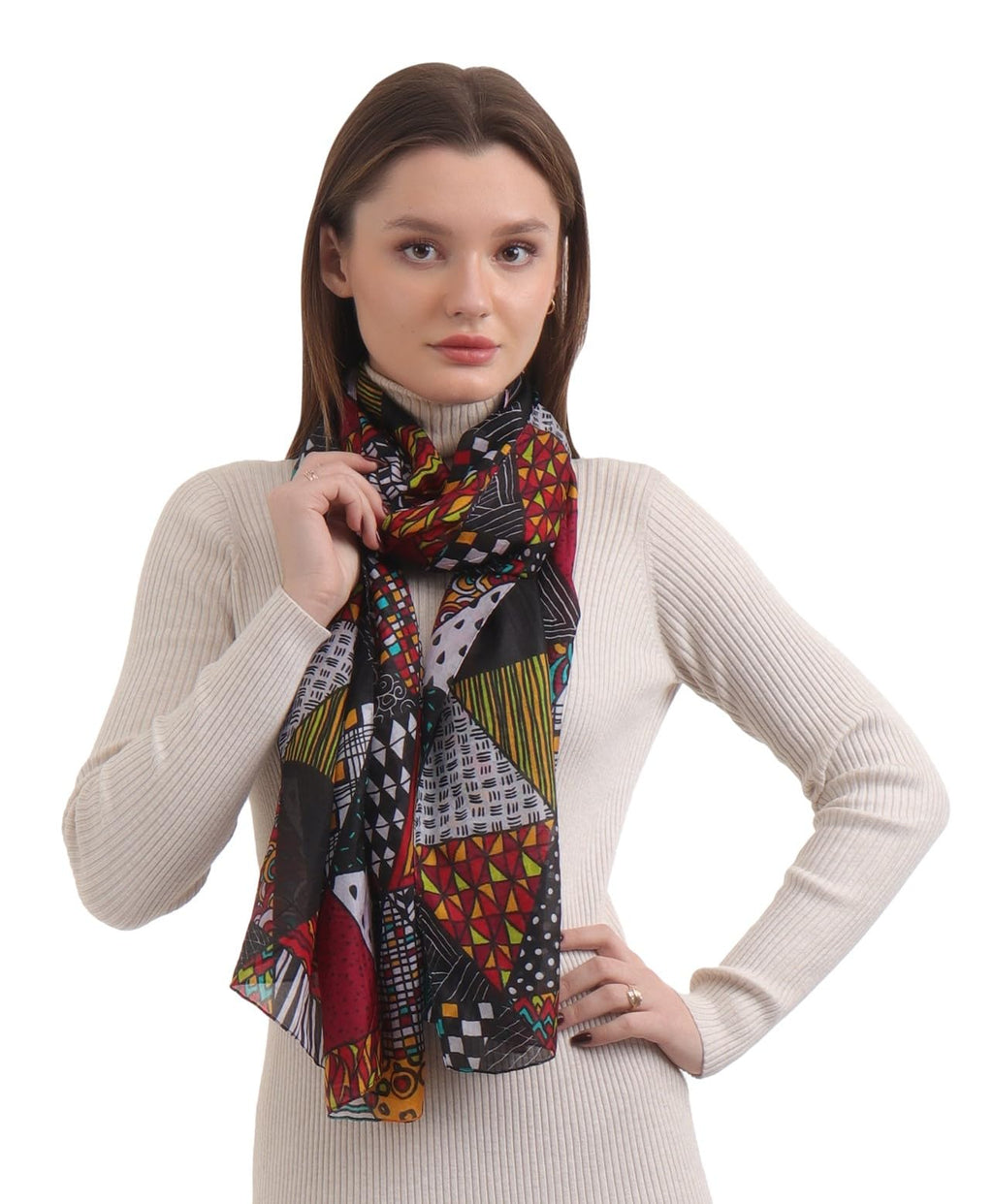 EH 100% Pure Mulberry Silk Scarf for Women, head scarf, neck scarf, hair scarf, digital printed long (22 X 72) (MC 23)