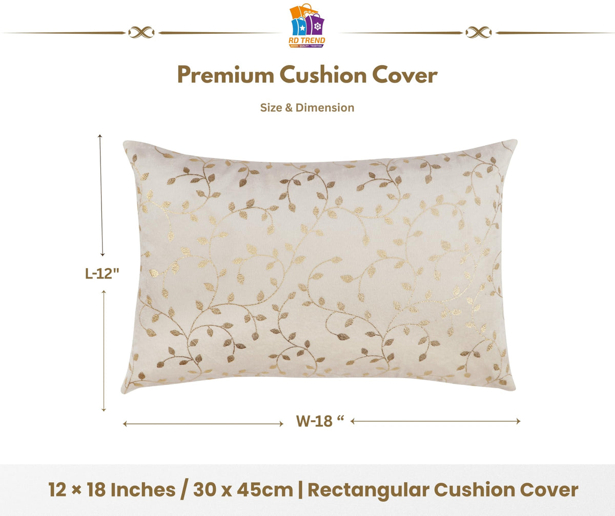 RD TREND® Velvet Rectangular 12x18 Inches Cushion Covers Set of 2 | Throw Pillow Covers for Sofa, Bed & Living Room | Perfect for Home Décor Cream