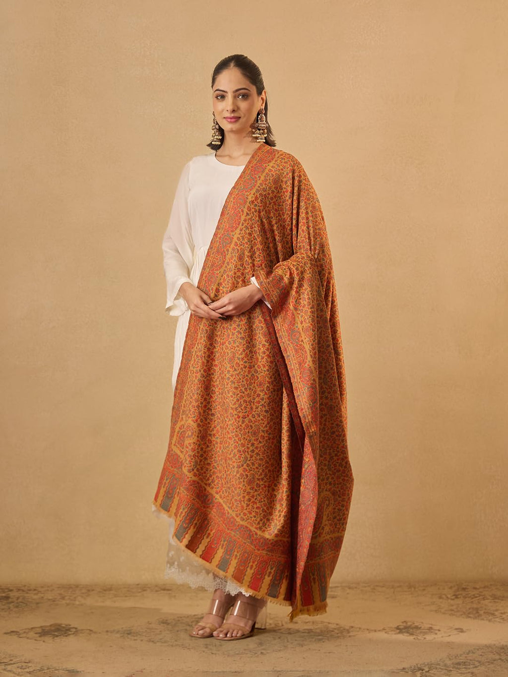 Pashmoda Women Mehak Kaani Wool Blend Kashmiri Shawl (Size: 40x80in, 101x203cm) RSS42