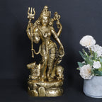 ARTVARKO Brass Ardhanarishvara Idol | Half Shiva Parvati Statue | Shiv Shakti Murti | Handmade Ardhnarishwar Showpiece for Pooja Room Mandir Home Decor | Spiritual Religious Gift | 13 Inch