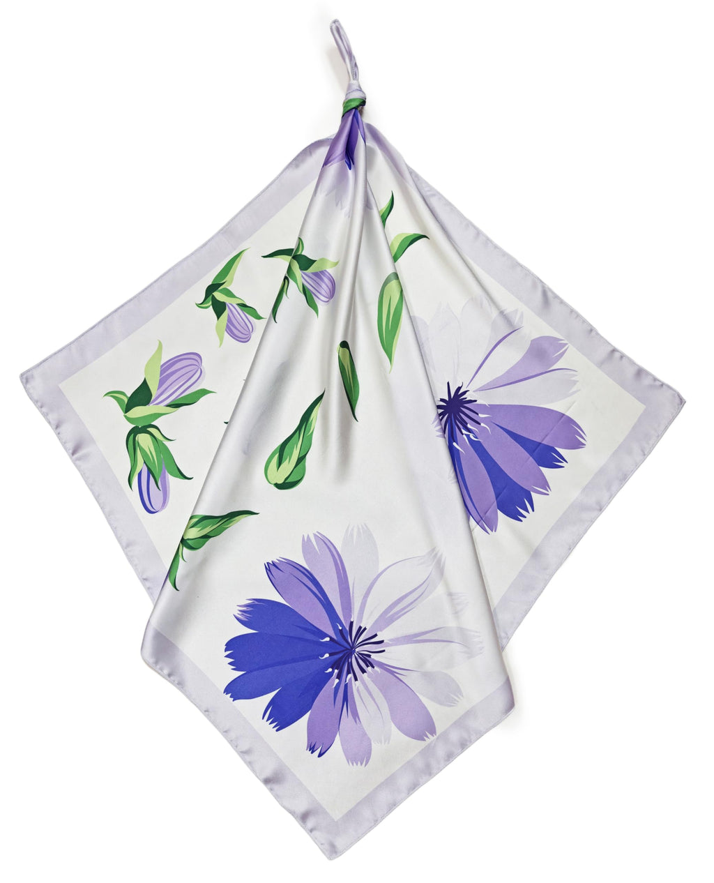 ONE ECHELON Satin Silk Small Neckerchief Square Scarf (Violets)