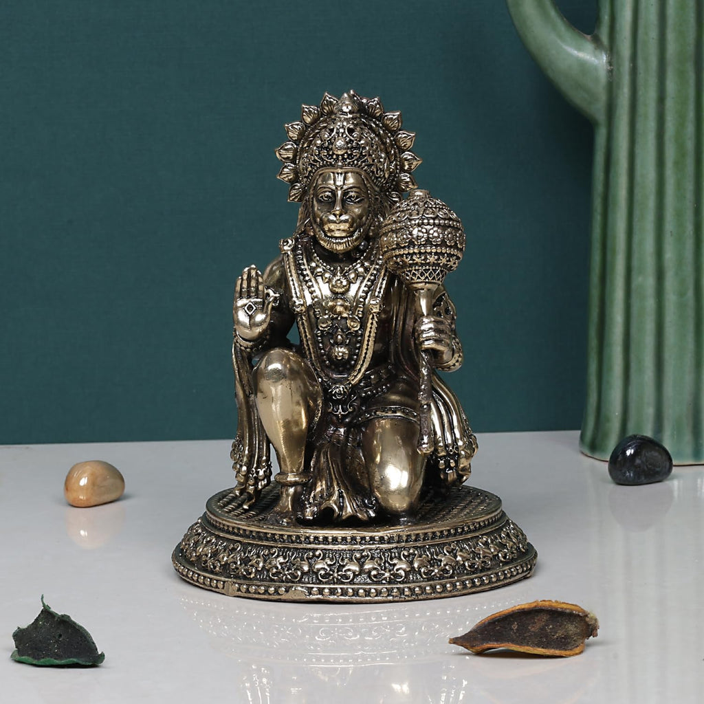 SVARUP Brass Superfine Hanuman Ji Murti Lord Meditation Balaji Bajrangbali Bahubali Sankat Mochan Bhagwan Idol Height 3 Inches