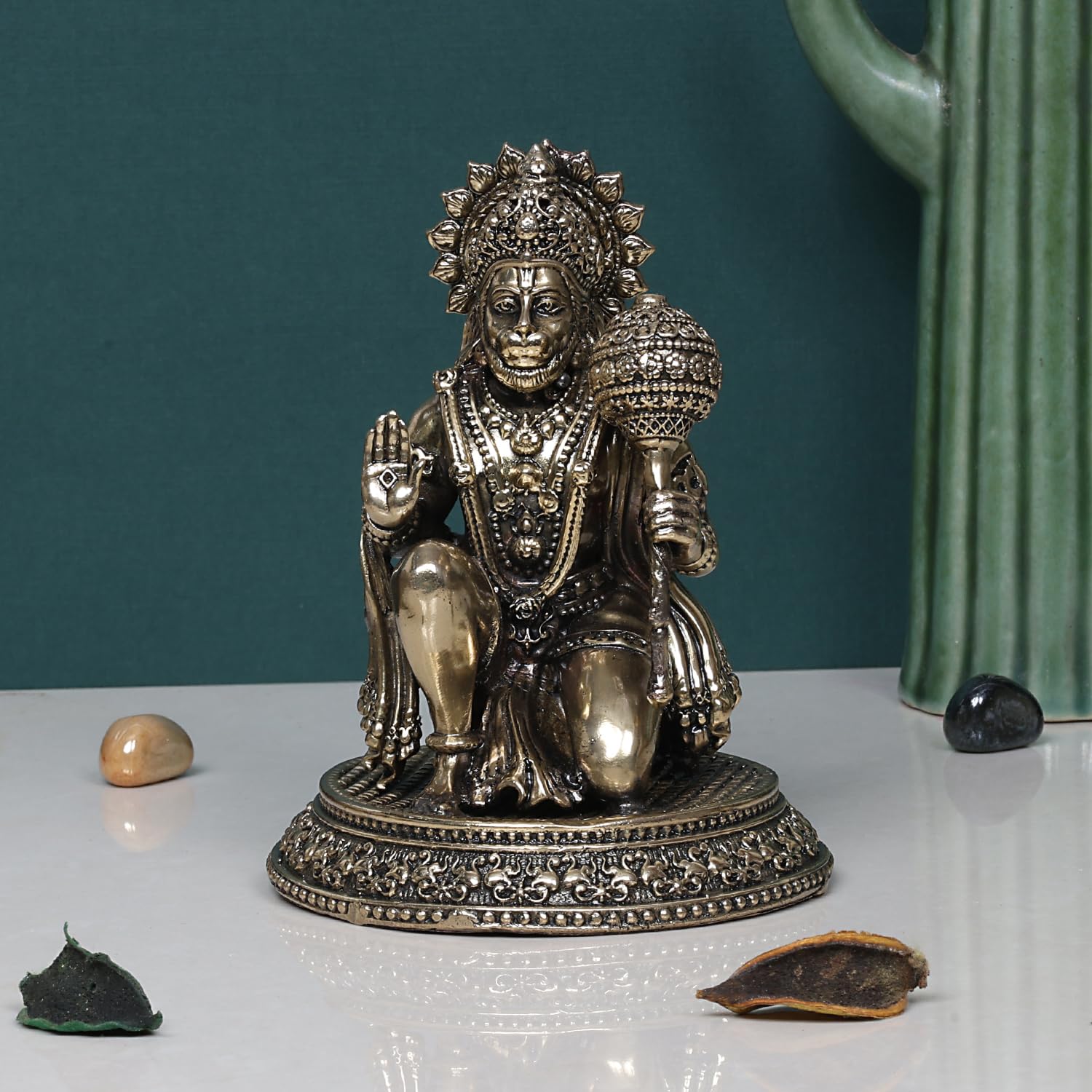SVARUP Brass Superfine Hanuman Ji Murti Lord Meditation Balaji Bajrangbali Bahubali Sankat Mochan Bhagwan Idol Height 3 Inches