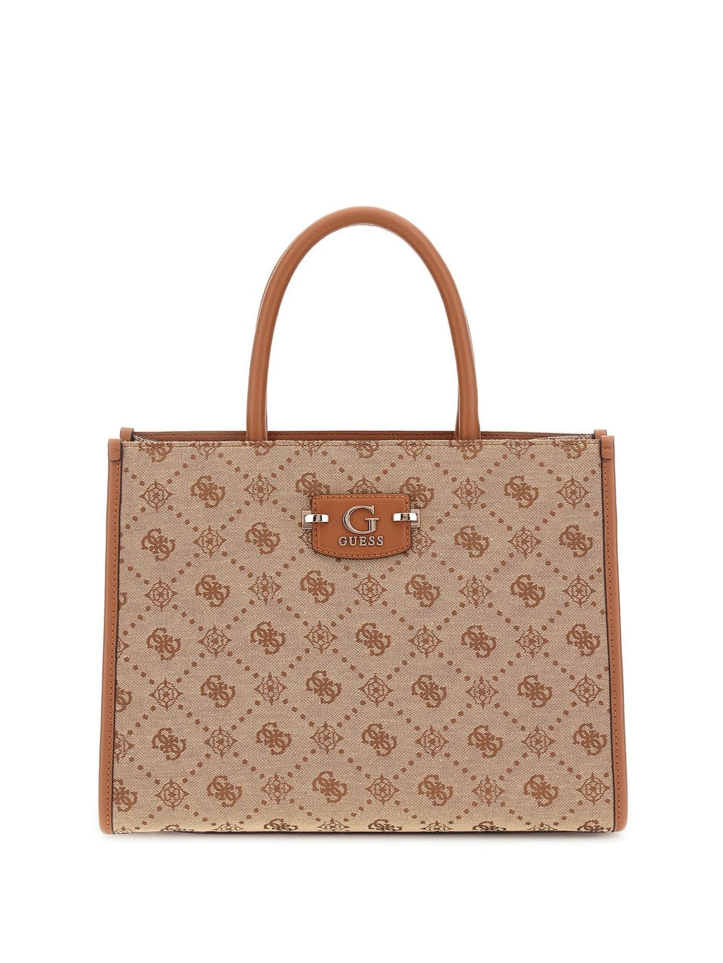 Guess Women Latte Logo Printed Neda 2 Comp Tote Bag