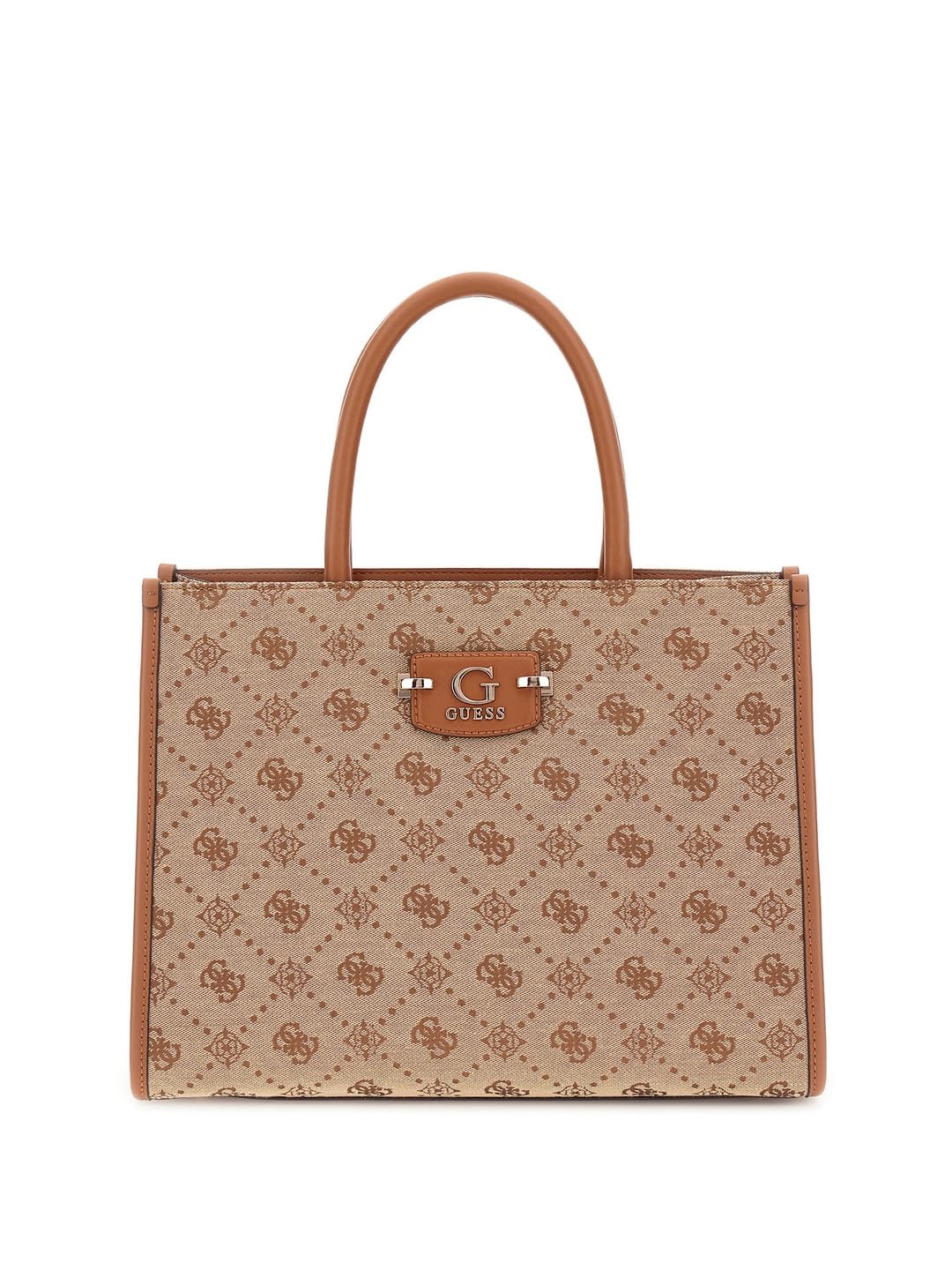 Guess Women Latte Logo Printed Neda 2 Comp Tote Bag