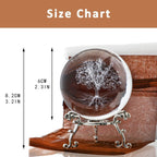 Neouth 60mm Tree of Life Crystal Ball with Stand Decorative Paperweight 3D Laser Engraved Glass Plant Life Tree Sphere Novelty Home Decor