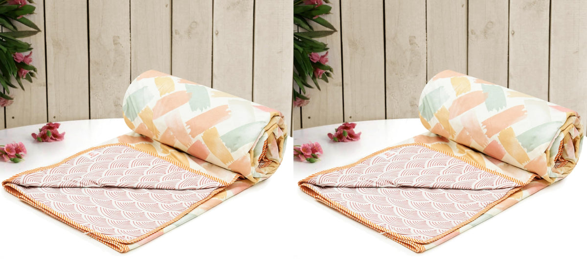 COZY FURNISH Super Soft Brushed Microfiber Cotton 3 Layer Breathable Set of 2 Single Dohar Lightweight Warm Bed Dohar 57X87(Inches) 144X220(CM) All-Weather 120 GSM AC Dohar Blanket Kafalo