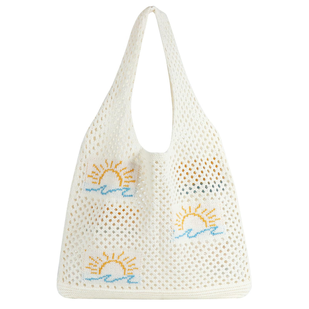 Crochet Bag For Women Stylish, Tote Bag For College Girls, Beach Bag For Women Stylish, Cotton Tote Bag For Woman, Crochet Bags, Cloth Bag For Woman, Ivory White Sunrise Sun Hook Handmade Beach Tote
