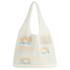 Crochet Bag For Women Stylish, Tote Bag For College Girls, Beach Bag For Women Stylish, Cotton Tote Bag For Woman, Crochet Bags, Cloth Bag For Woman, Ivory White Sunrise Sun Hook Handmade Beach Tote