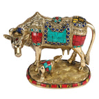 ARTVARKO Brass Unique Statue Idol Kamadhenu Cow God Idol Religious Sculpture Figurine Size: 6.50 X 5.50 Weight - 1.5 Kg