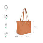 Fastrack CityStride tan Tote | Faux-Leather Women’s Handbag | Saffiano-Textured Tote for 14-Inch Laptop with Dual Compartments