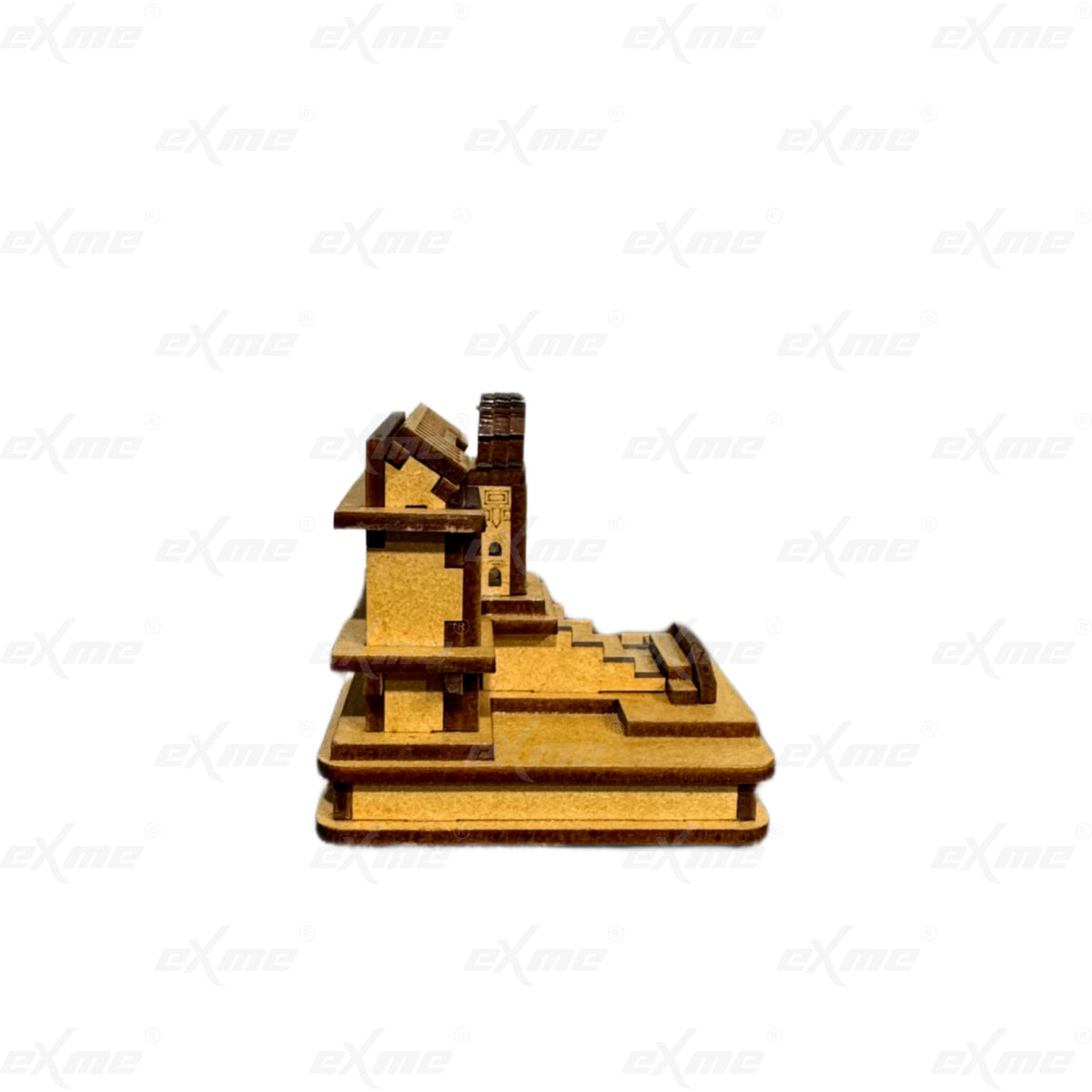 eXme Wooden Badrinath Temple Model for Home Decor - Intricate MDF Replica of Panch Badri Temple, Perfect Spiritual Gift
