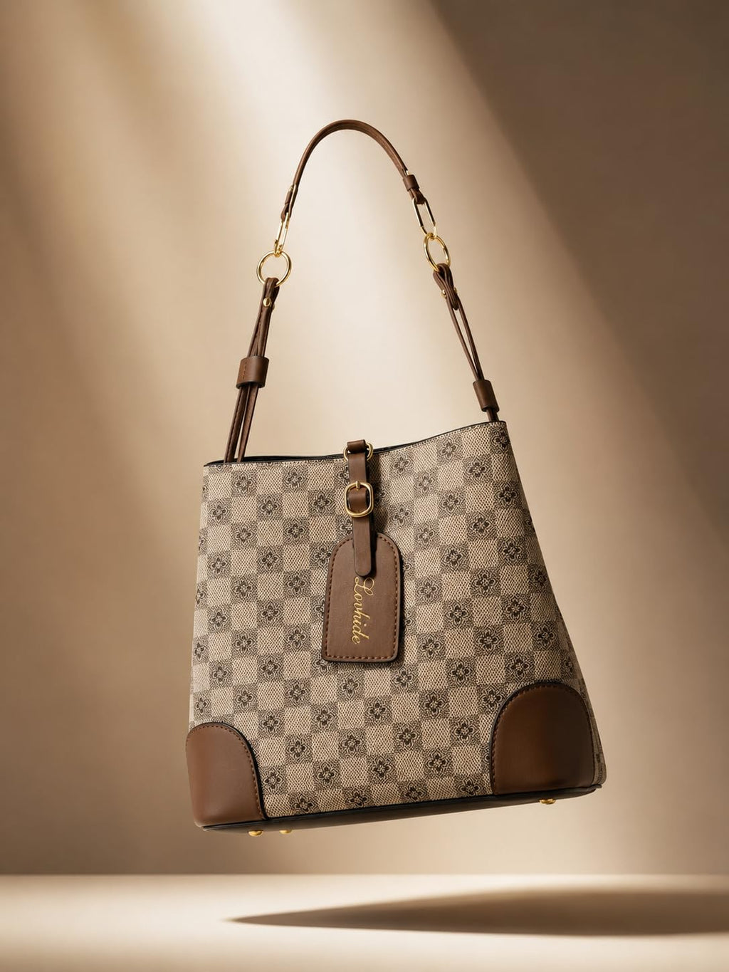 LOVHIDE Women's Small Tote Bag with Adjustable Shoulder Strap | Stylish Checkered Handbag | Lightweight Everyday Purse for Work, Shopping & Travel