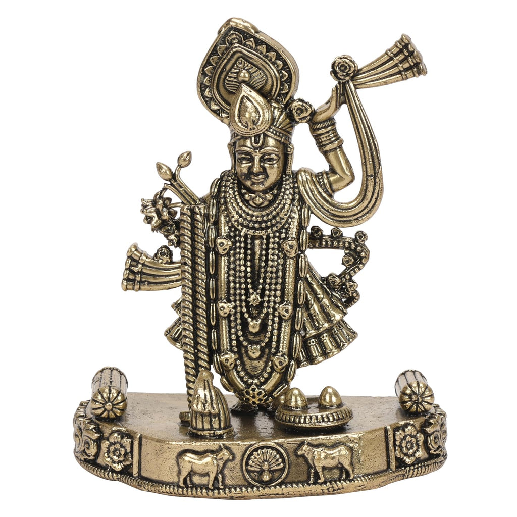 ARTVARKO Brass Shreenathji Statue of Shrinathji murti God Avatar of Shri Krishna for Home Mandir Temple Office D?cor Gift 4 Inch