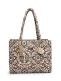 ENSAC Ethnic Print Tote Bag With Zip For Women & Girls | Lightweight Canvas Shoulder Bag, Stylish Designer Handbag, Ethnic Design, Perfect for Office, College & Shopping Use