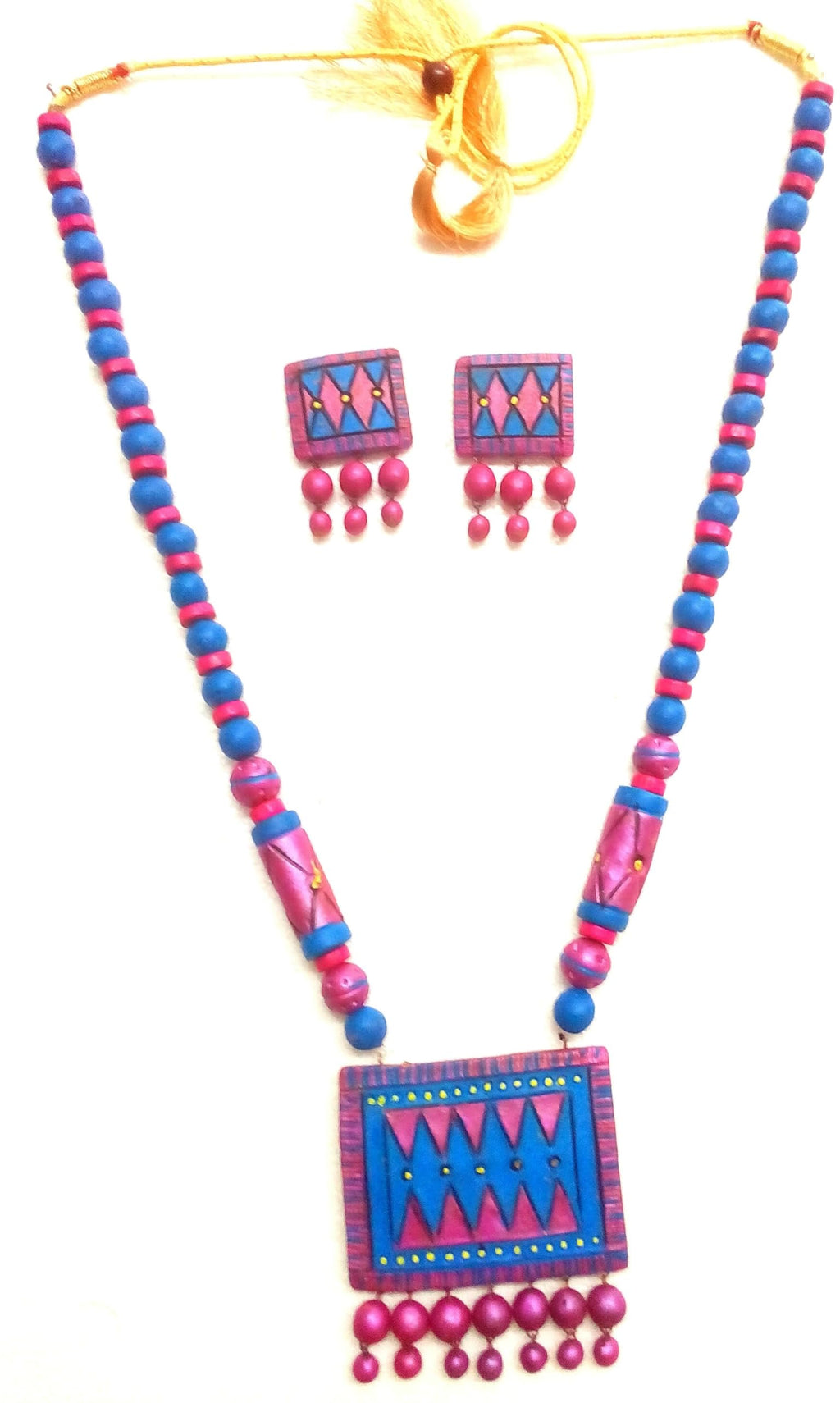 KARRU KRAFFT Traditional Handpainted Terracotta Necklace Set | Handmade Artistic Jewellery | Unique Ethnic Gift for Women | Wedding & Festive Collection