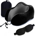 trimonk Travel Neck Pillow with Eye Mask for Airplane, Car, Train, Bus, Grey