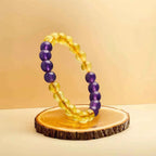 LIFE CHANGING ASTRO Natural Citrine Amethyst Bracelet for Men & Women | Certified 8mm–10mm Beads | Positivity, Spiritual Growth & Abundance | Mental Clarity, Intuition & Wealth Attraction | by Acharya Lavbhushan Ji