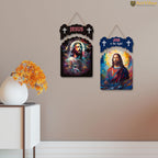 Artvibes Jesus Christ Designer Wooden Wall Hanging Decoration Items for Home Decor | Spiritual Decor Items | Religious Wall Art | Wall Poster | Modern Decor Items | Unique Gift (WH_9203N), Set of 2