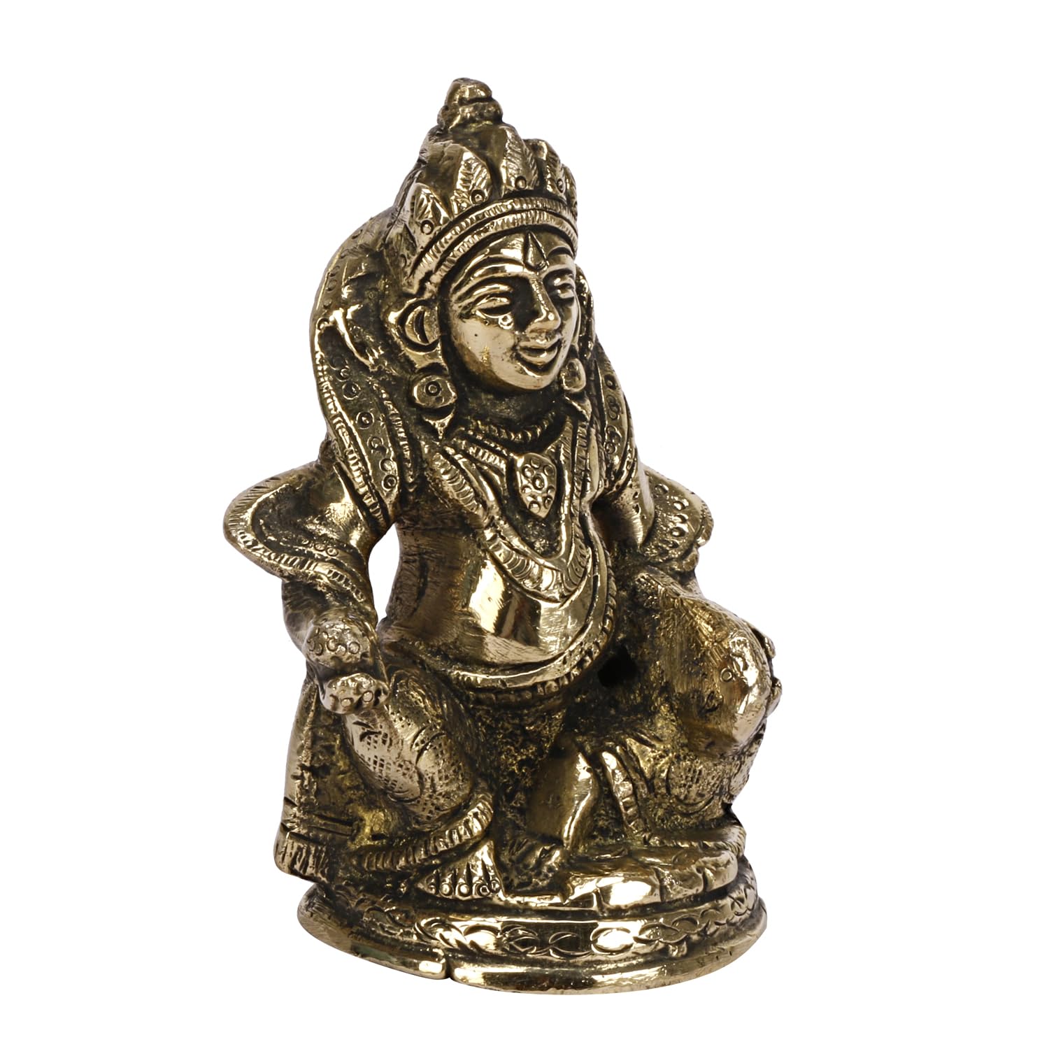 SVARUP Brass Kuber Sitting Statue Yantra Vastu Remedy Shri Kubera Idol for Good Luck Money Gold Color (8x6x11 cm)