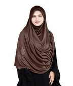 Mehar Hijab's Glamour in Modesty Fazluna Sigle side Frill Hijab XL (XXL, CHOCOLATE)