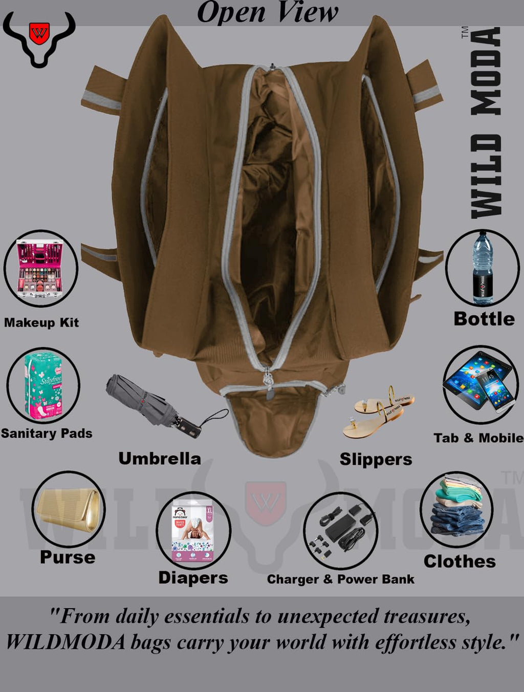 WILD MODA Women Womania Shoulder And Tote Bag For Ladies (Beige)