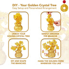 Ekhasa Nostrae Feng Shui DIY Citrine Crystals Golden Tree of Life Showpiece for Fortune Money Good Luck Wealth Prosperity & Success | Fengshui Charms Gemstone Vastu Items Table Piece for Office