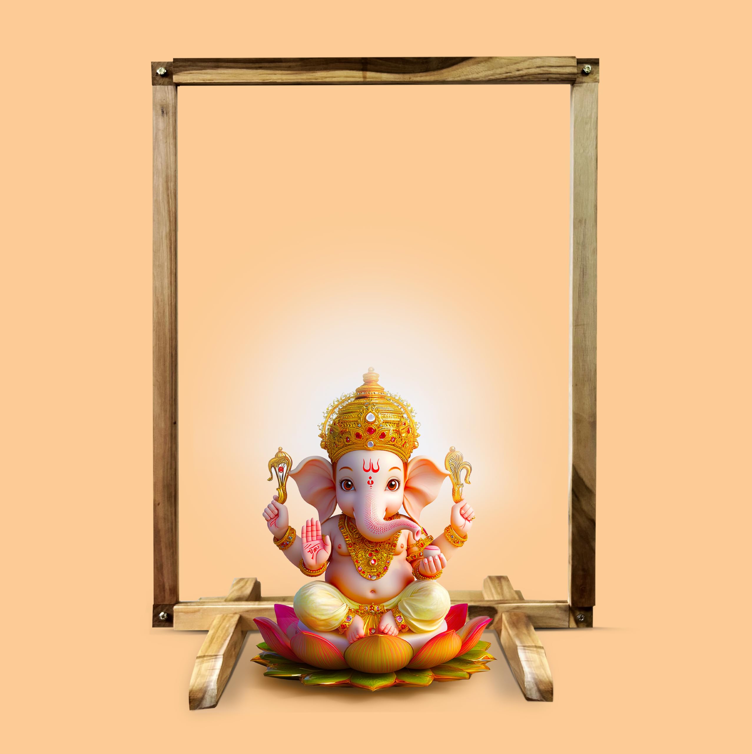 Backdrop Stand for Pooja Decoration/Foldable Wooden Mandap Backdrop for Ganesh Pooja, Durga-Laxmi Pooja, Diwali Festive Decoration Item (Wooden)