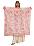 Ravaiyaa - Attitude is everything Sanganer Hand Block Printed Scarves Pure Cotton Scarf Square Hijab Dupatta 40 X 40 Inch (Pink Maroon Floral)