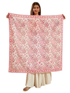 Ravaiyaa - Attitude is everything Sanganer Hand Block Printed Scarves Pure Cotton Scarf Square Hijab Dupatta 40 X 40 Inch (Pink Maroon Floral)