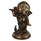 ARTVARKO Antique Copper Gold Brass Ganesha God Idols Statue Showpieces Figurines for Luck, Wealth, Prosperity, Longevity, Positive Energy Height 10 Inches.
