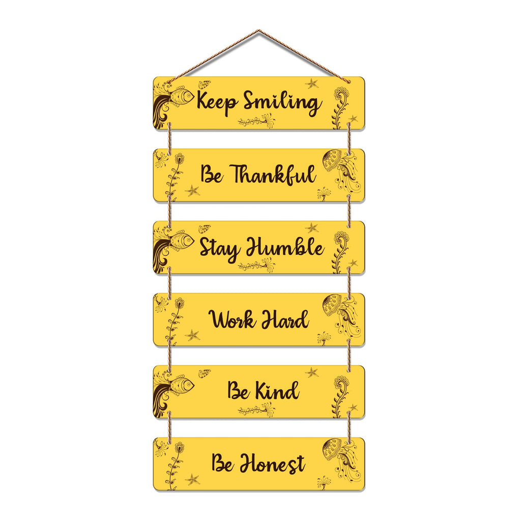 Artvibes Keep Smiling Be Positive Printed Wooden Wall Hanging For Home Decor | Office | Quotes Decor Item | Livng Room | Wall Poster | Inspirational Quotes | Art Print | Unique Gift Items (WH_3241N)