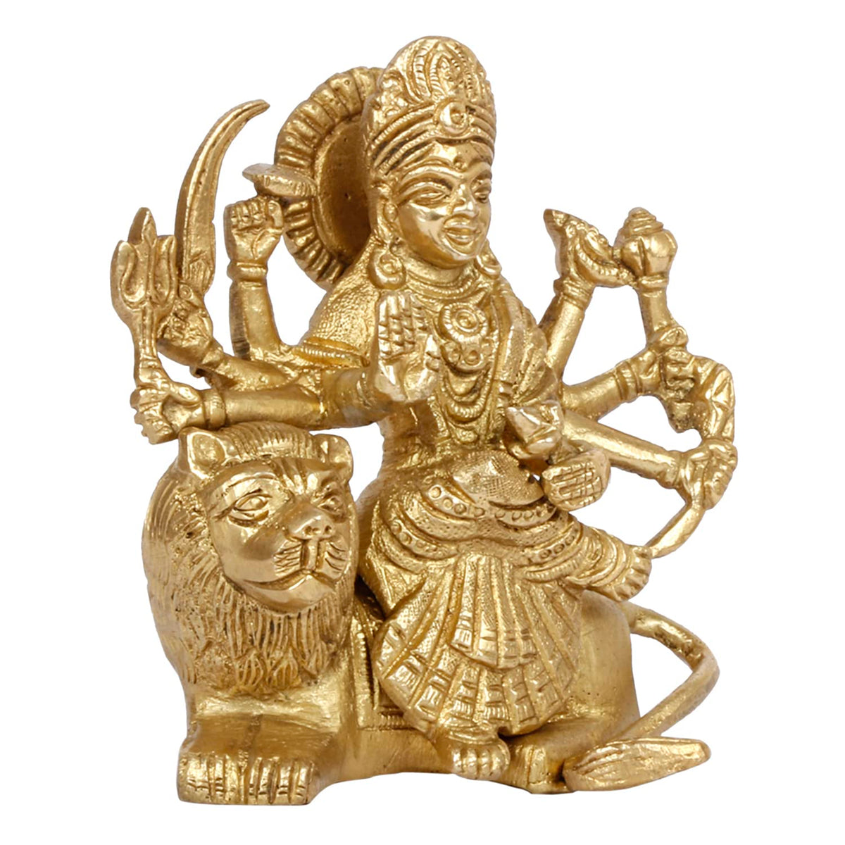 ARTVARKO Brass Durga Ma Murti Sherawali MATA Ambe Maa Idol Statue God Statue MATA Rani Puja Vastu Showpiece Pooja Gift