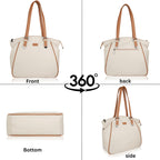 HELLY Women’s Tote Bag | Premium Vegan Leather Handbag | Lightweight Shoulder Bag for Office & Daily Use | Water-Resistant Lining (Cream)