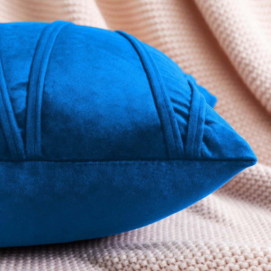 Khooti Velvet Striped Cushion Cover Pack of 1-18X18/45.72X45.72 Cm | Bondi Blue | Soft Pillow Covers Cushion Case for Sofa Bedroom Living Room Chair Car, Cushion Cover with Zig Zag Pattern