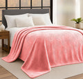 BSB HOME Rose Embossed Pattern Mink Blanket for Double Bed 400 GSM | Ultrasoft & Lightweight Solid Embroidery for Heavy Winter & Mild-Winter Couch | Travel (Color - Baby Pink, Weight - 2500 Grams) Kafalo