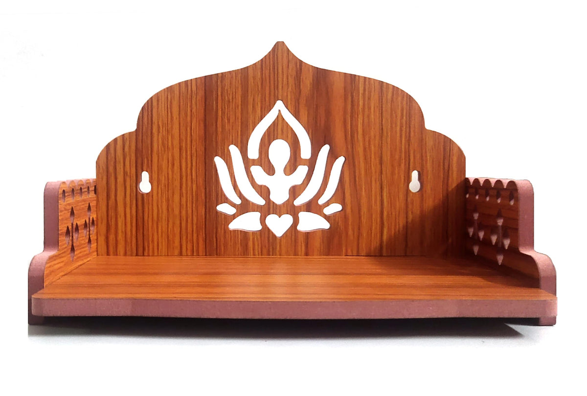 DIVOKAH® Plywood Small Wooden Temple for Home Office and Shop/Wall Hanging Temple/sinhasan/Pooja mandir/Pooja Stand/Hindola (8 MM Plywood Thickness) SNS_WDN_Lotus