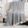 HOMADORN All Season Cotton Weaved Throw Blanket for Bed/Sofa 50x70 INCHES (Grey) Kafalo