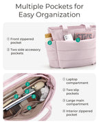 BAGSMART Tote Bag for Women, Lightweight Puffy Tote Bag with Compartments Shoulder Bag Handbag for Travel, Work, Gym, Pink, Standard, Puffy