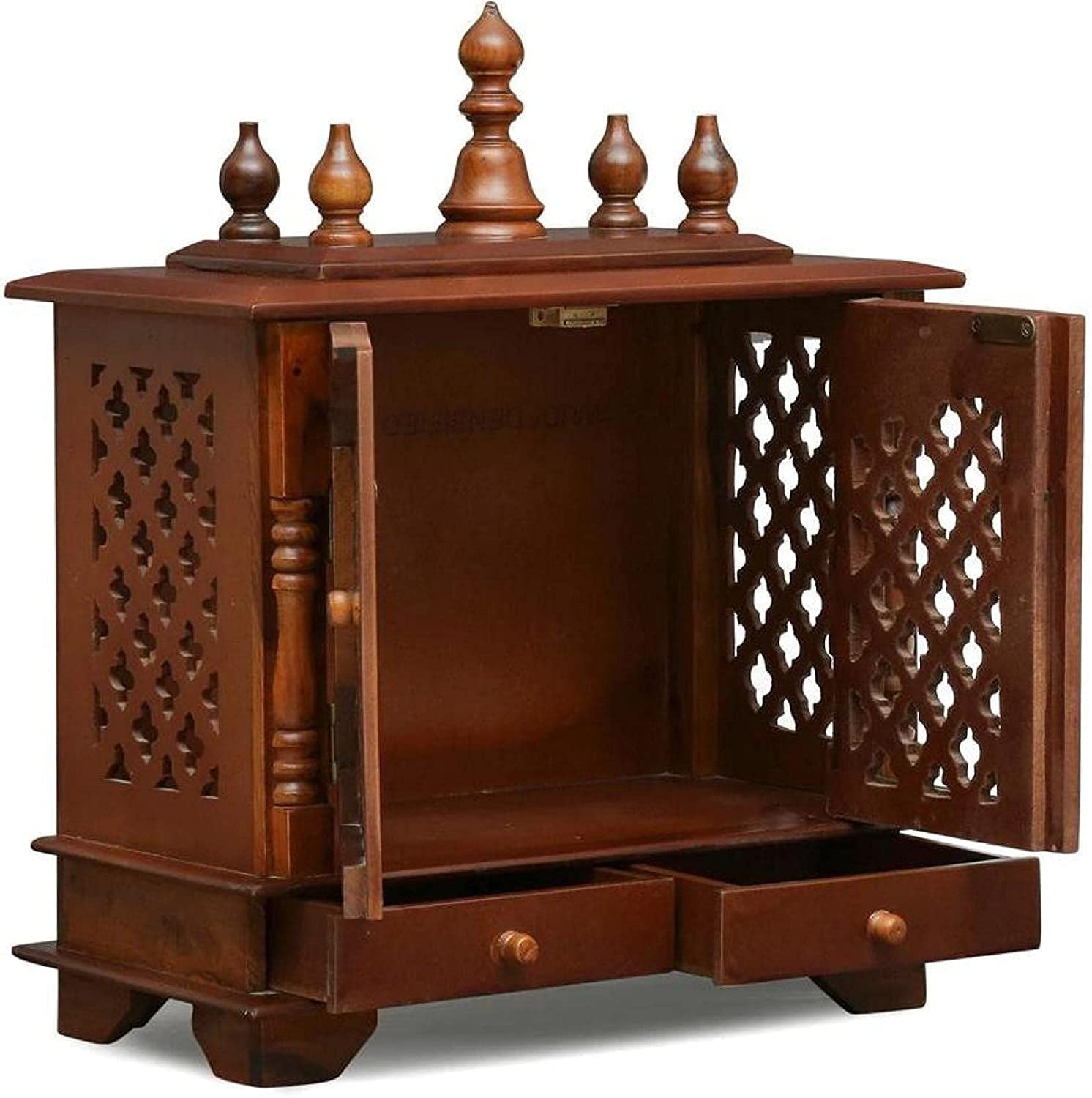 Rajasthan Art And Craft Wood Home Temple ( Brown) (JLNA)