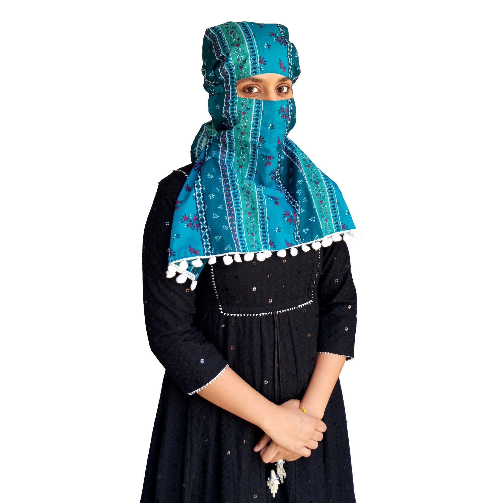 Switchon Export quality Cotton Multi color scarf hijabf for women for 12 yrs and above (Green_Multi)