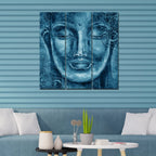 VIBECRAFTS 3 Pieces Buddha Face Canvas Wall Painting Fitted With Wooden Frame For Home | Office | Living Room | Gifts (PTVC3Pcs1_9600)