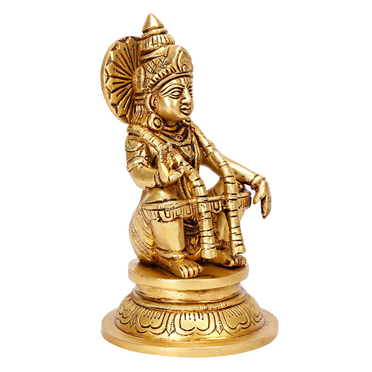 ARTVARKO Brass Lord Ayyappan Ayyappa Sabarimala Swamy Statue Idol Sculpture Blessing for Puja Home Health & Wealth 6.25 Inch