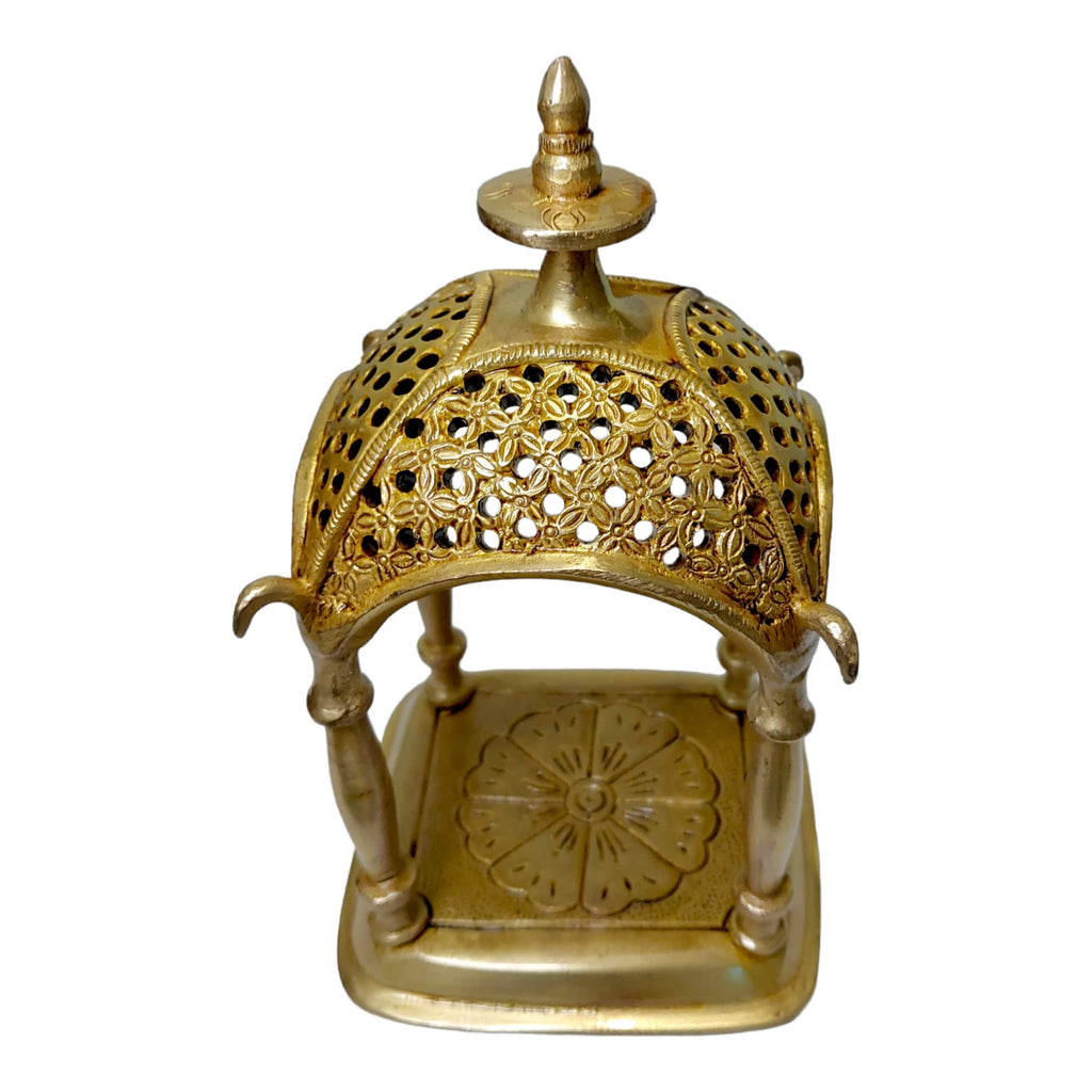 AARGKRAFT Brass Temple Pooja Mandir for Living Room Pooja Decoration Religious Home Decor - 6.5 Inches